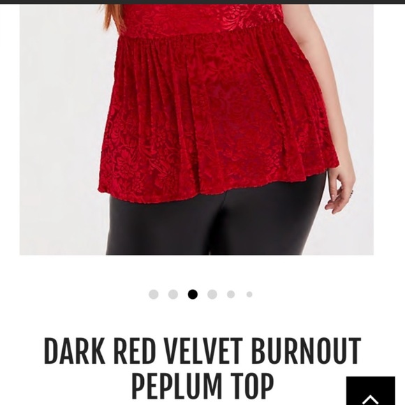 NWT Torrid Red Velvet Peplum Top - Picture 5 of 6